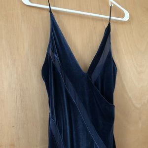 Velvet spliced maxi slip dress